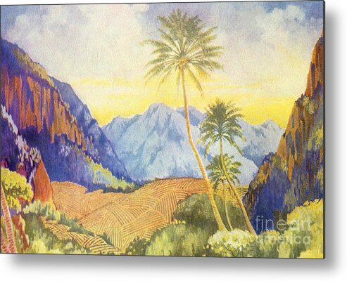 1922 Metal Print featuring the painting Tropical Vintage Hawaii by Hawaiian Legacy Archive - Printscapes