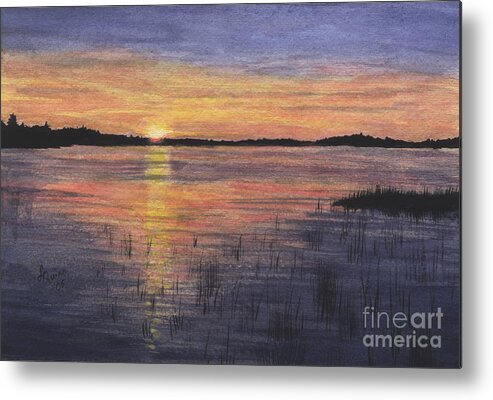 Landscape Metal Print featuring the painting Trout Lake Sunset II by Lynn Quinn