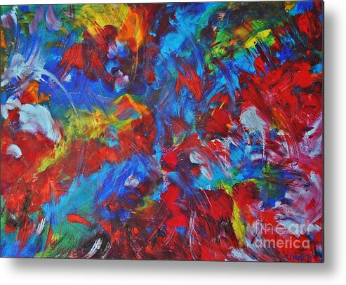 Abstract Metal Print featuring the painting Tulip field by Chani Demuijlder