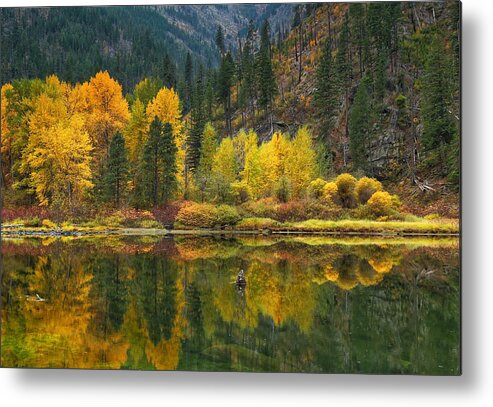 Tumwater Reflections Metal Print featuring the photograph Tumwater reflections by Lynn Hopwood