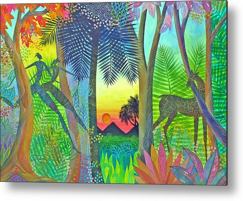 Colorful Metal Print featuring the painting Twilight the Gate Between Worlds by Jennifer Baird