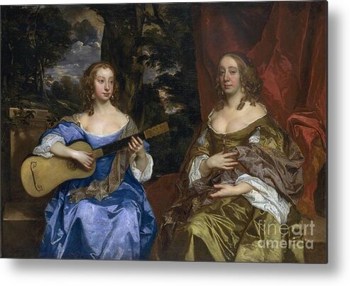 Sir Peter Lely (1618&-8209;1680) Two Ladies Of The Lake Family Metal Print featuring the painting Two Ladies of the Lake Family by MotionAge Designs