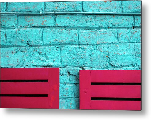 Minimalism Metal Print featuring the photograph Two Pink Chairs by Prakash Ghai