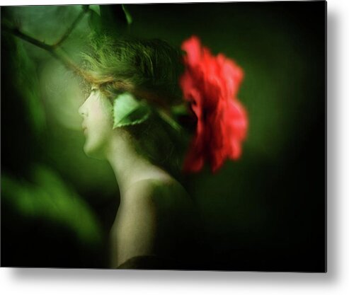 Pink Metal Print featuring the photograph Upon the Green Night by Rebecca Sherman