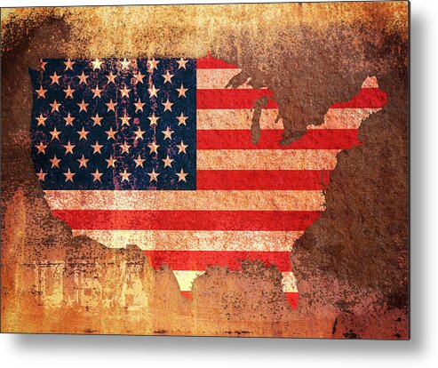 Us Flag Metal Print featuring the digital art USA Star and Stripes Map by Michael Tompsett