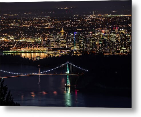 Vancouver Metal Print featuring the photograph Vancouver Night From Cypress Mountain by Gary Karlsen