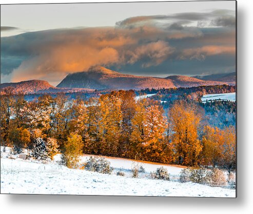 Autumn Metal Print featuring the photograph Vermont Snowliage Scene by Tim Kirchoff