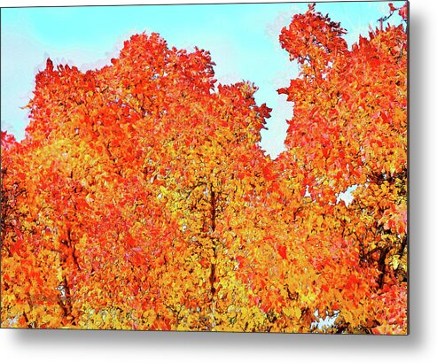 Trees Metal Print featuring the digital art Vibrant Autumn Trees by Kae Cheatham