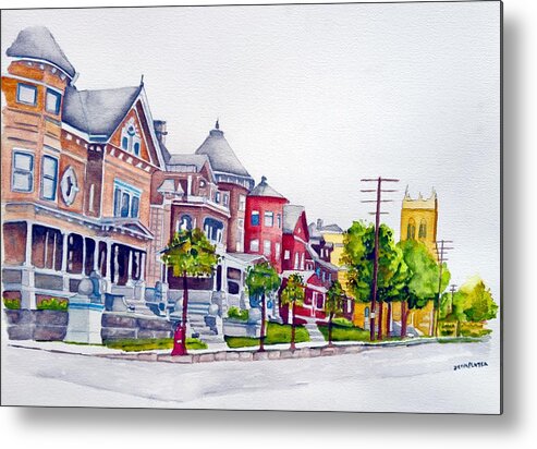 Watercolor Metal Print featuring the painting Victorian Fairmont, WV by Gerald Carpenter