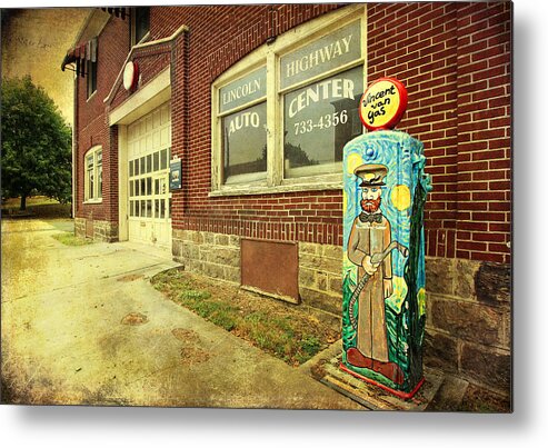 Gas Pump Metal Print featuring the photograph Vincent Van Gas by Trina Ansel