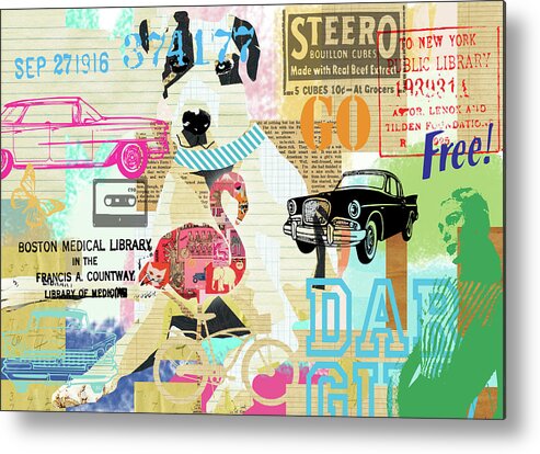 Vintage Collage Dane Metal Print featuring the mixed media Vintage Collage Dane by Claudia Schoen