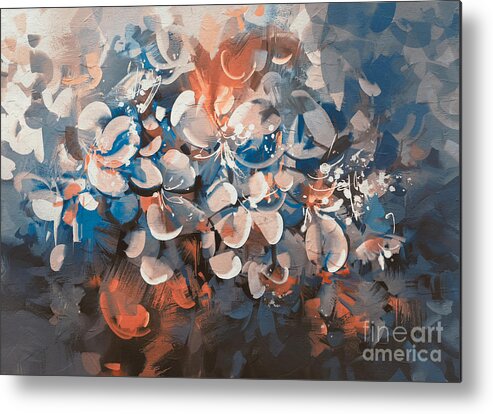 Abstract Metal Print featuring the painting Vintage Petal by Tithi Luadthong