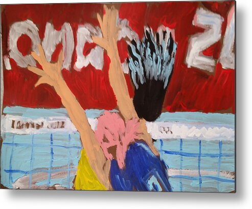 Volleyball Metal Print featuring the painting Volleyball match IV by Bachmors Artist