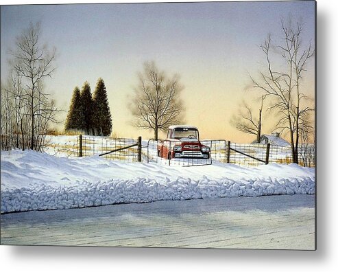 Landscape Metal Print featuring the painting Waiting for Spring by Conrad Mieschke