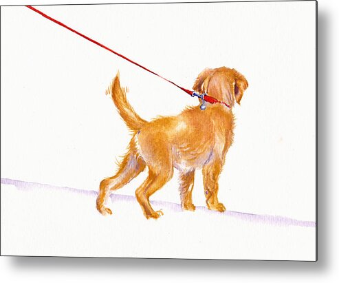 Dogs Metal Print featuring the painting Walkies - Labrador Puppy by Debra Hall