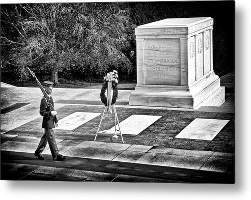 Arlington Metal Print featuring the photograph Walking His Post by Paul W Faust - Impressions of Light