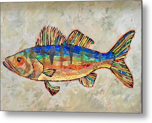 Fish Metal Print featuring the painting Walter the Walleye by Phiddy Webb