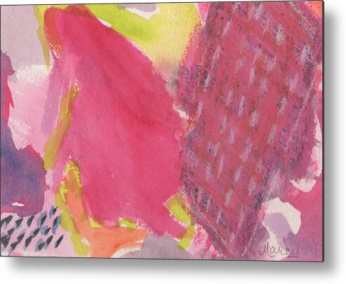 Watercolor Metal Print featuring the painting Watercolor Abstract - Pomegranate by Marcy Brennan
