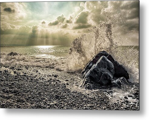 Seascape Metal Print featuring the photograph Waves and Rays by Nick Bywater