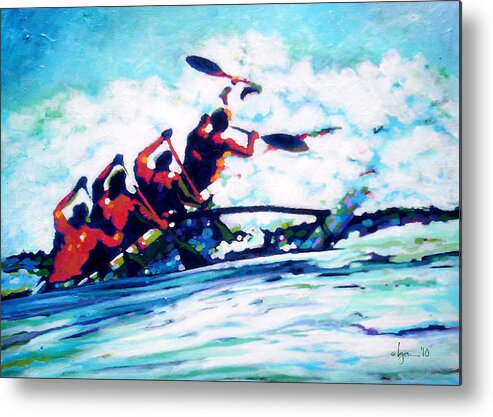 Outrigger Canoe Metal Print featuring the painting Wet by Angela Treat Lyon