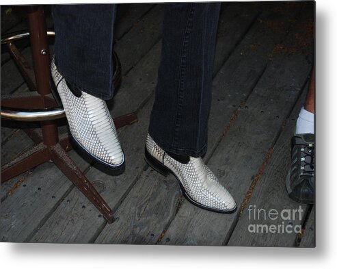 Boots Metal Print featuring the photograph White Boots by Jim Goodman
