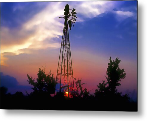 Windmill Metal Print featuring the photograph Windmill at Sunset by Stephen Anderson