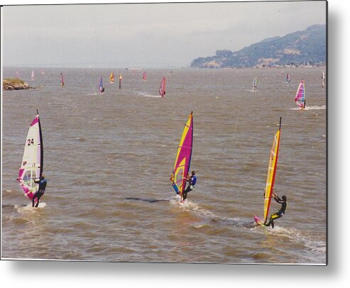 Windsurfer Metal Print featuring the photograph Windsurfers on the Bay by Mia Alexander