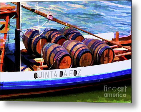 Portugal Porto Wine Boats Metal Print featuring the photograph Wine on the Water by Rick Bragan