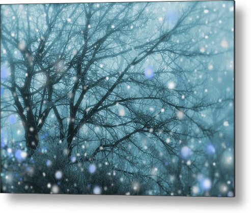 Snowfall Metal Print featuring the digital art Winter Evening Snowfall by Mary Wolf