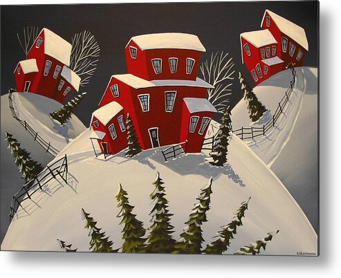 Folk Art Metal Print featuring the painting Winter Funky by Debbie Criswell