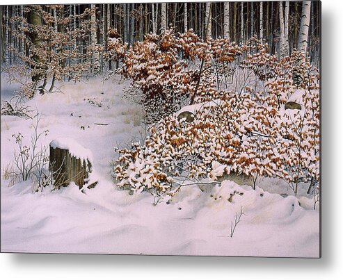 Woodland Metal Print featuring the painting Winter Leaves by Conrad Mieschke