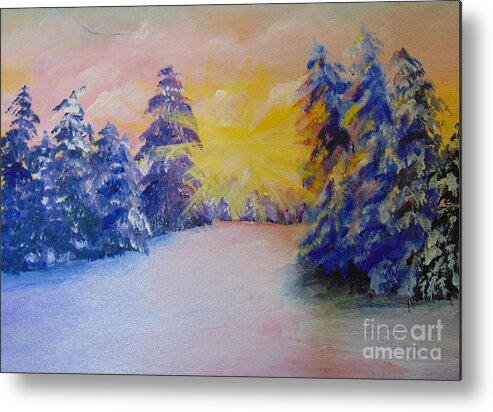 Winter Metal Print featuring the painting Winter by Saundra Johnson