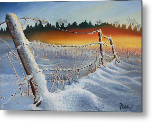 Winter Metal Print featuring the painting Winter Sunrise by Ferrel Cordle