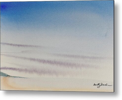 Beach Metal Print featuring the painting Wisps of clouds at sunset over a calm bay by Dorothy Darden