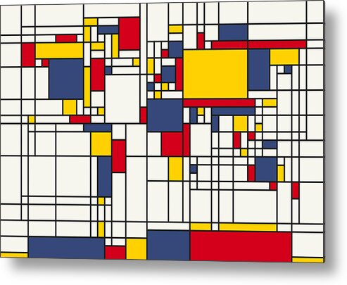 Cartography Metal Poster featuring the digital art World Map Abstract Mondrian Style by Michael Tompsett