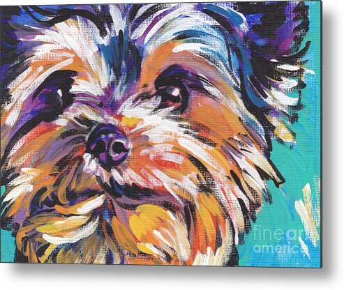 Yorkshire Terrier Metal Print featuring the painting Yay Yorkie by Lea S