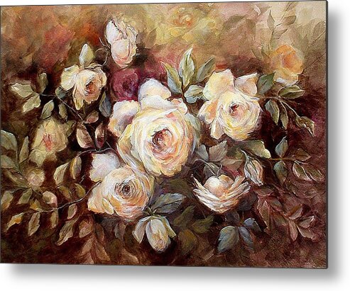 Flowers Metal Print featuring the painting Yellow Roses by Patricia Rachidi