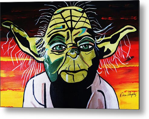 Yoda Metal Print featuring the painting Yoda Come Home by Nora Shepley