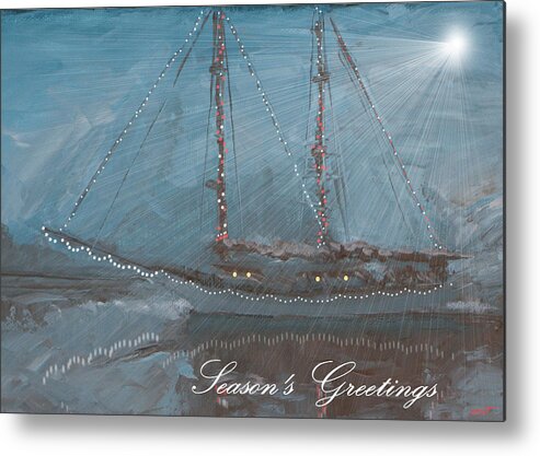 Greeting Metal Print featuring the painting Zodiac Holiday Card by Robert Bissett