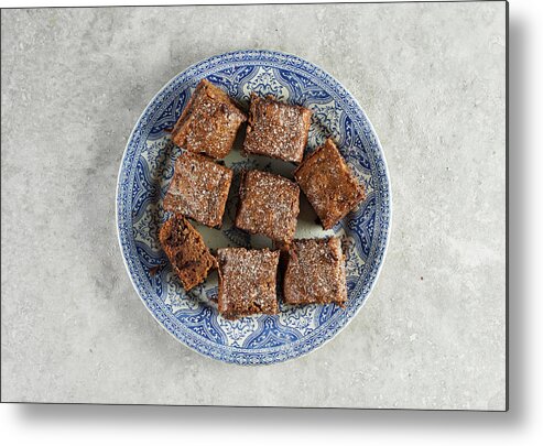 Ip_12443239 Metal Print featuring the photograph Blondie Brownies With Powdered Sugar #1 by Charlotte Kibbles
