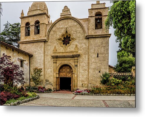 Architecture Metal Print featuring the photograph Carmel Mission Basilica #1 by Donald Pash