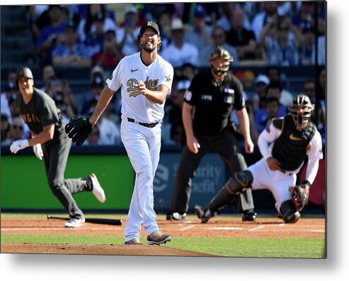 Defeat Metal Print featuring the photograph Clayton Kershaw And Shohei Ohtani #1 by Kevork Djansezian