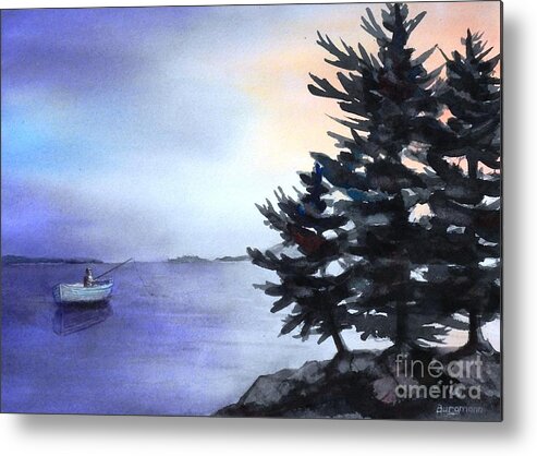 Landscape Metal Print featuring the painting Muskoka Fishing by Petra Burgmann