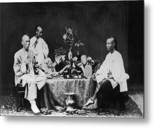 Smoking Metal Print featuring the photograph Opium Smokers #1 by Hulton Archive