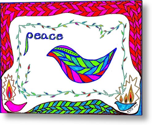 Peace Metal Print featuring the drawing Peace by Karen Nice-Webb