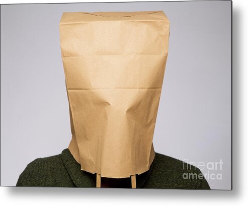 composite gradually Literary arts Person With Brown Paper Bag On Head Metal Print by Victor De  Schwanberg/science Photo Library - Fine Art America