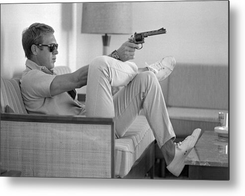 #faatoppicks Metal Print featuring the photograph Steve McQueen Takes Aim #1 by John Dominis