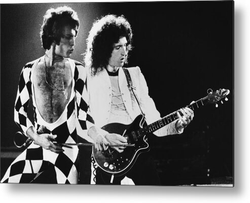 Rock Music Metal Print featuring the photograph The Rock Group Queen In Concert #1 by George Rose
