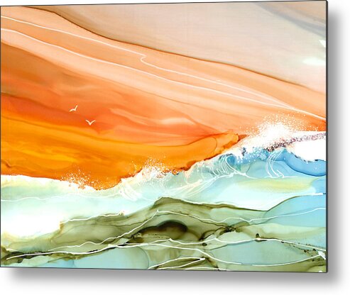 Landscape Metal Print featuring the painting Tangerine Sky by Julie Tibus