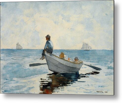 Fishing Metal Print featuring the painting Boys In A Dory by Winslow Homer